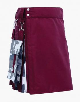 Burgundy and Urban Camo Hybrid Kilt