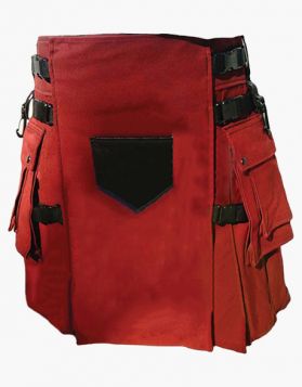 Burgundy Utility Kilt with Detachable Apron