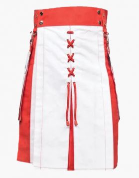 Christmas Red and White Hybrid Kilt - Front Image 