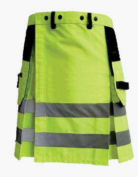 Fluorescent Green and Black Firefighter Kilt- Front Image