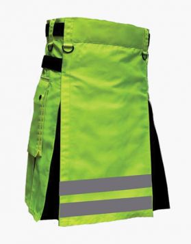 Fluorescent Green with Black Firefighter Hybrid Kilt - Front Image 