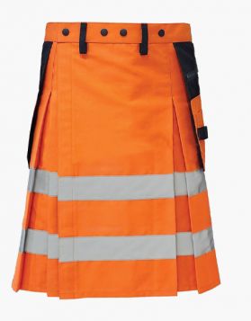 Fluorescent Orange and Black Firefighter Kilt- Front Image