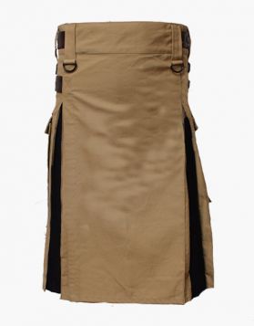 Khaki and Black Hybrid Utility Kilt