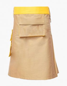 Khaki and Yellow Two-Tone Hybrid Kilt-Front Image