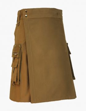 Khaki Modern Gothic Utility Kilt - Front Image