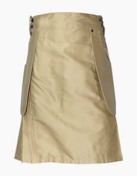 Khaki Utility Kilt with Slant Pockets- Front Image