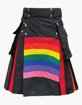 LGBT Pride Rainbow Hybrid Kilt - Front Image