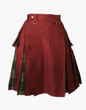 Maroon and Grey Watch Women Hybrid Kilt - Front Image 