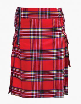 Men Royal Stewart Tartan Utility Kilt with Zip
