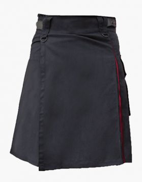 Mens Black and Red Hybrid Kilt
