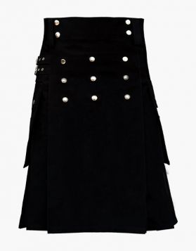 Men’s Black Fashion Utility Kilt- Front Image