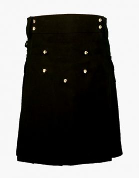 Modern Black Utility Kilt with Multiple Pockets - Front Image