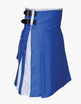 Modern Blue and White Hybrid Kilt- Front