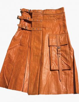 Mens Brown Leather Kilt 