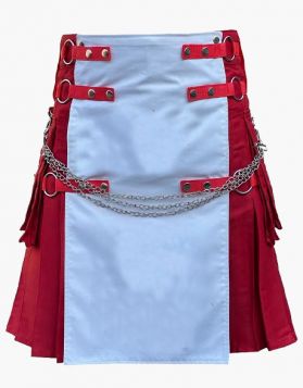 Modern Christmas Red and White Gothic Kilt - Front Image 