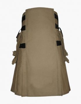 Modern Khaki Utility Kilt with Detachable Apron- Front Image