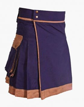  Modern Purple Utility Kilt with Brown Piping