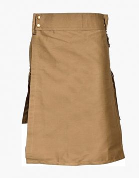 New Khaki Utility Kilt with Slant Pockets - Front Image