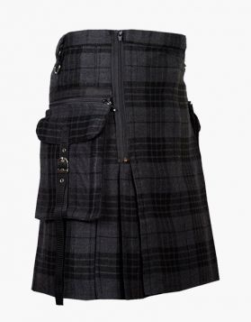 Night Watch Tartan Gothic Punk Utility Kilt- Front Image