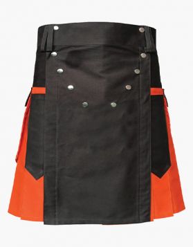 Orange and Black Two-Tone Utility Kilt - Front Image