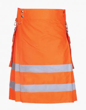Orange FireFighter Kilt with Detachable Pockets- Front Image 