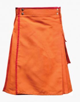 Orange Utility Kilt with Red Piping - Front Image 