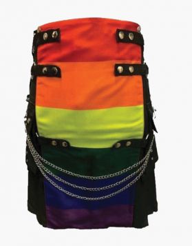 Rainbow Black Gothic Hybrid Kilt