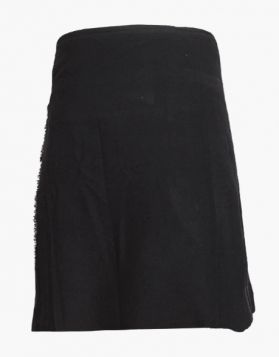 Solid Black Tartan Kilt- Front Image 