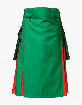  Stylish Green and Orange Hybrid Kilt - Front Image