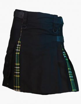 Women Black with Irish National Mini Hybrid Kilt- Front Image
